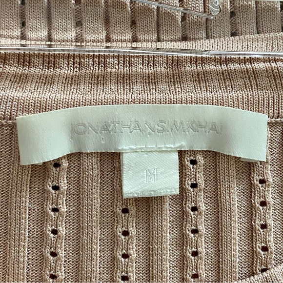 Jonathan Simkhai Perforated Knit Sweater Blush Pink Women Sz Medium Bell Sleeve - Picture 4 of 9